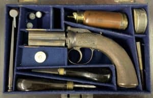 Cased 4-Barrel Pepperbox Revolver by C.Piper of Cambridge