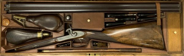 Cased Double Barrelled Shotgun by John Pratt of Edinburgh